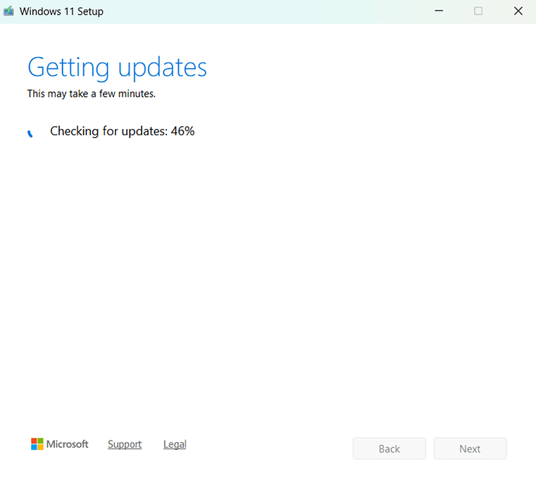 Windows 11 setup Checking for Updates