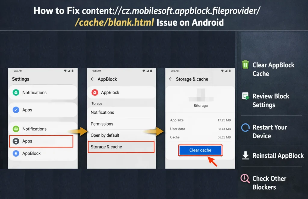 Fixing content cz mobilesoft appblock fileprovider cache blank html on Android