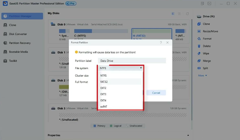 easeus partition master professional 2025 Screenshot
