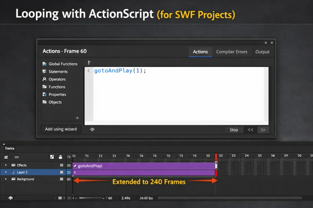Method 3: Looping with ActionScript (for SWF Projects) Screenshot
