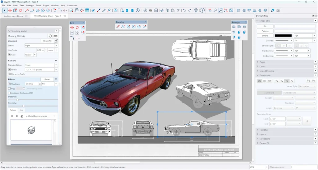 SketchUp Pro 2026 layout interface