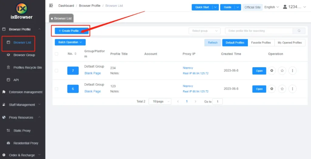 ixBrowser 2026 Screenshot