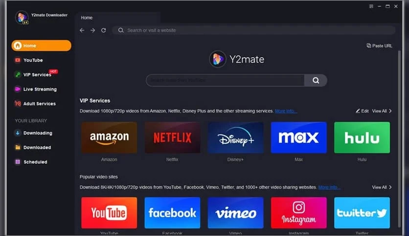 Y2Mate 4K Video Downloader 2026 user interface